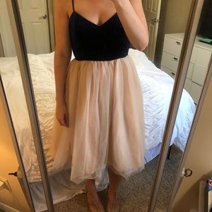 Lauren Conrad Runway blue velvet/tulle blush skirt